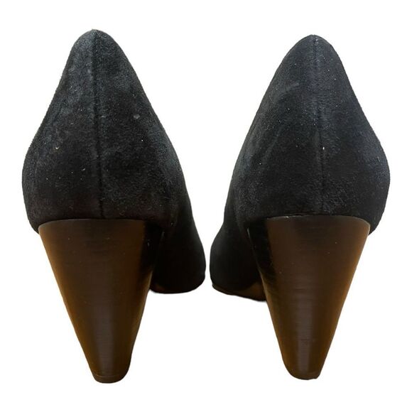 Cole Haan Black Suede Nike Air Wedge Heels Size 7 Classic Minimalist Round EUC - Picture 3 of 8